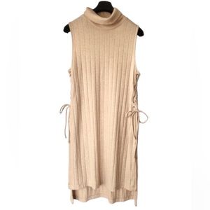Anthropologie Lace Up Turtle Neck Sleeveless Sweater Dress Size Large